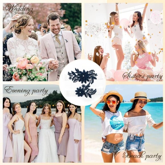 🆕Women Blue Garters Bride Wedding Garter Thigh Wedding Garter Set for Brid - Picture 6 of 6